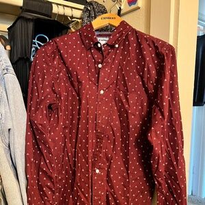 Express Red Patterned Long Sleeve Shirt